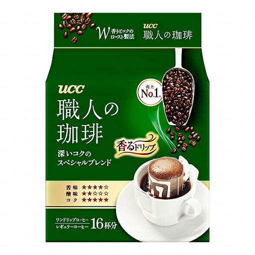 картинка Ajinomoto UCC Drip Coffee Special Blend Кофе натуральный молотый 16 дрип-пакетов х 7 гр от интернет магазина