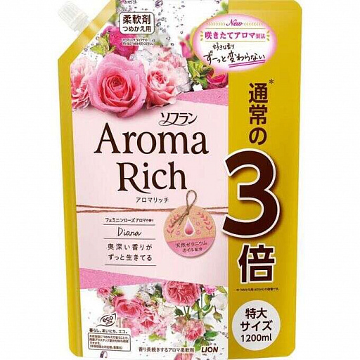 картинка Кондиционер для белья "Soflan Aroma Rich Diana"с ароматом роз, МУ 1200 мл от интернет магазина