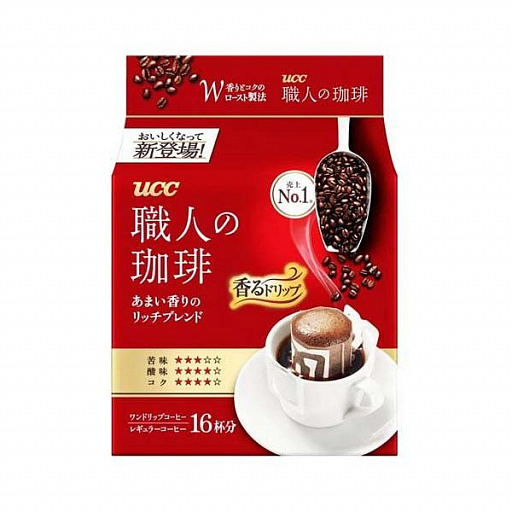 картинка Ajinomoto UCC Drip Coffee Rich Blend Кофе натуральный молотый 16 дрип-пакетов х 7 гр от интернет магазина
