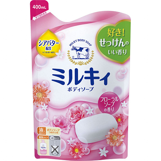 картинка COW Молочное увлажняющее жидкое мыло для тела с цветочным ар."Milky Body Soap" МУ 400мл/16 от интернет магазина