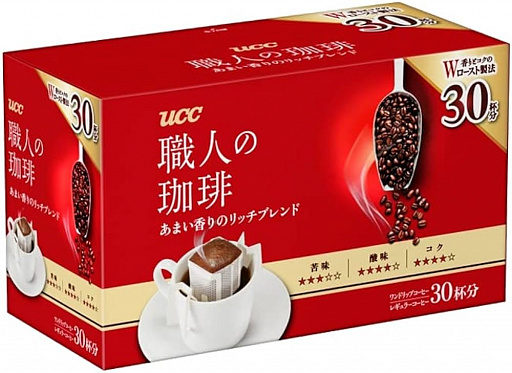 картинка Ajinomoto UCC Drip Coffee Rich Blend Кофе натуральный молотый 30 дрип-пакетов х 7 гр от интернет магазина